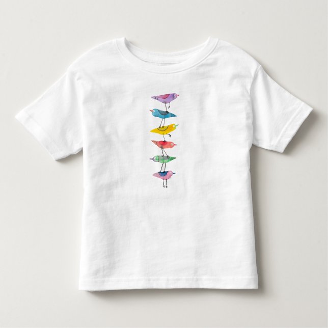 Colourful Stacked Bird  Toddler T-Shirt (Front)