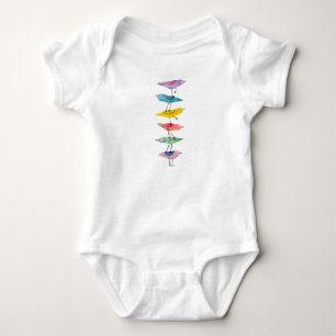 Colourful Stacked Birds Baby Bodysuit