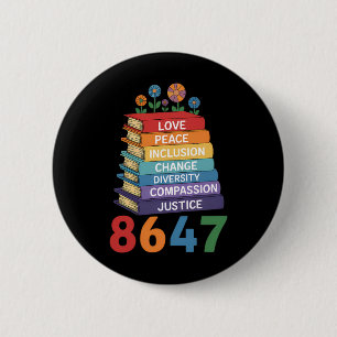 Colourful Stacked Books For Change Anti Trump 8647 6 Cm Round Badge
