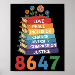 Colourful Stacked Books For Change Anti Trump 8647 Poster