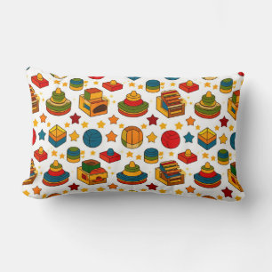 Colourful Stacking Toys and Shapes Pattern for Kid Lumbar Cushion