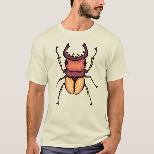 Colourful Stag Beetle Insect Art T-Shirt (Front)
