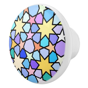 Colourful Stain glass effect Stars Pattern Ceramic Knob