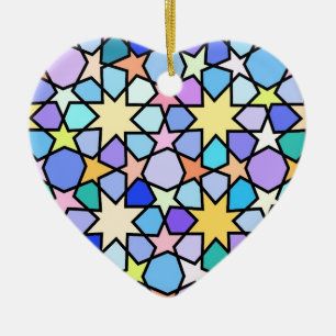 Colourful Stain glass effect Stars Pattern Ceramic Tree Decoration
