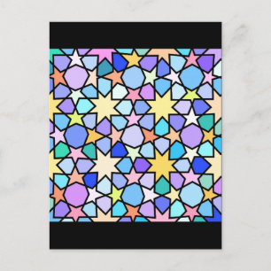 Colourful Stain glass effect Stars Pattern Postcard