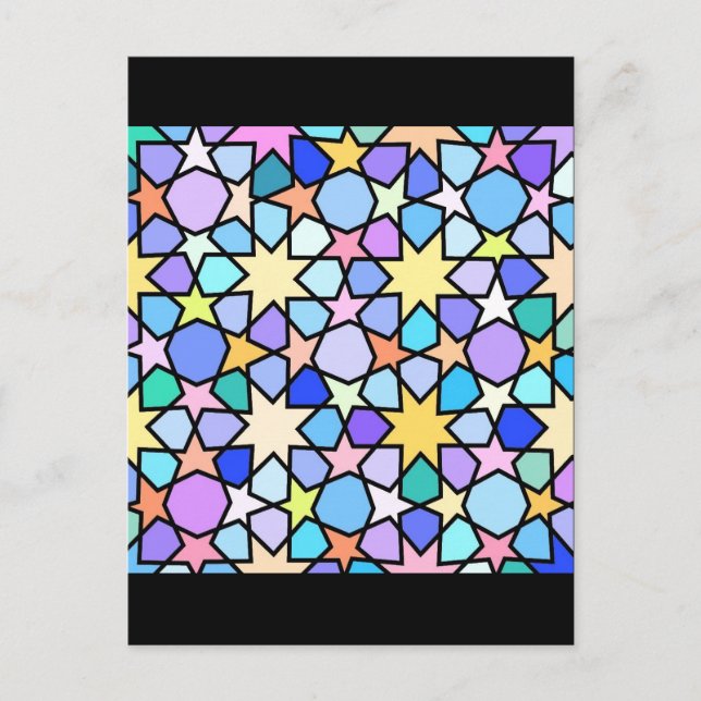 Colourful Stain glass effect Stars Pattern Postcard (Front)