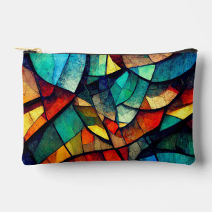 Colourful Stained Glass Abstraction Accessory Pouch