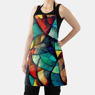 Colourful Stained Glass Abstraction Apron