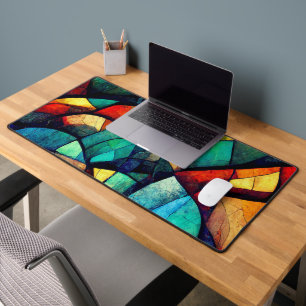 Colourful Stained Glass Abstraction Desk Mat