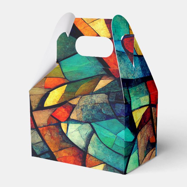 Colourful Stained Glass Abstraction Favour Box (Back Side)
