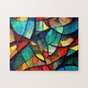 Colourful Stained Glass Abstraction Jigsaw Puzzle