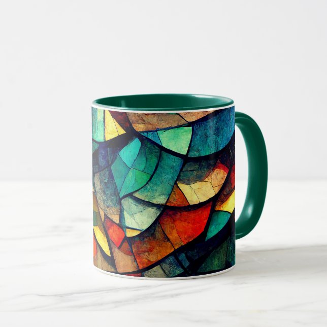 Colourful Stained Glass Abstraction Mug (Front Right)