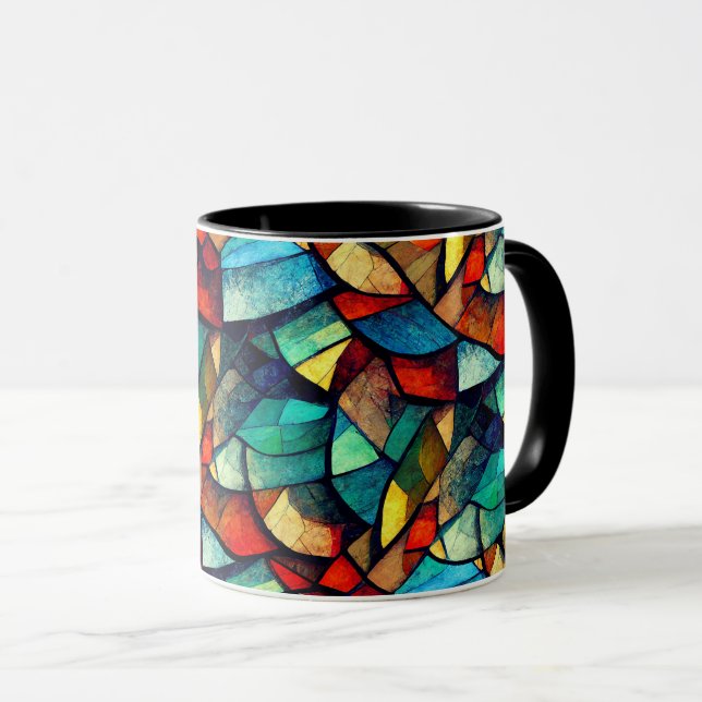 Colourful Stained Glass Abstraction Mug (Front Right)