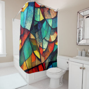 Colourful Stained Glass Abstraction Shower Curtain