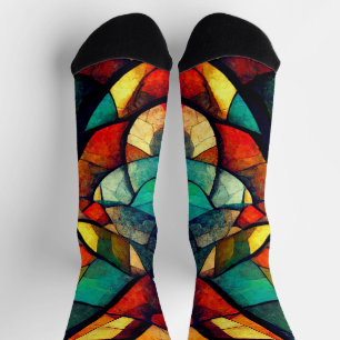 Colourful Stained Glass Abstraction Socks