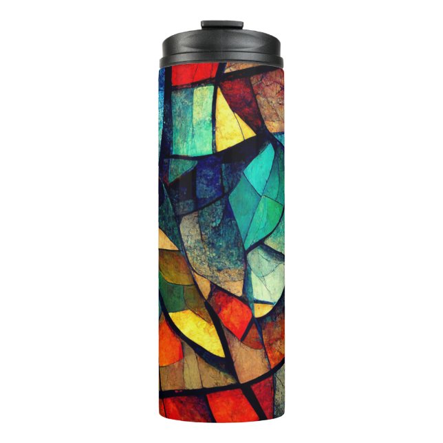 Colourful Stained Glass Abstraction Thermal Tumbler (Front)