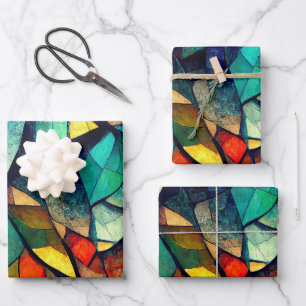 Colourful Stained Glass Abstraction Wrapping Paper Sheet