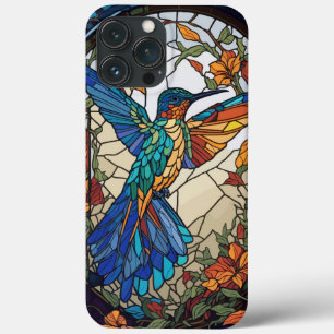 Colourful Stained Glass Artistic Hummingbird iPhone 13 Pro Max Case
