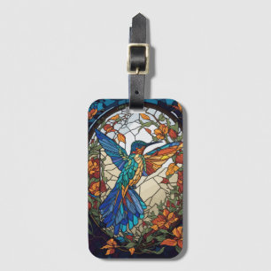 Colourful Stained Glass Artistic Hummingbird Luggage Tag