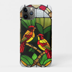 Colourful Stained Glass Artwork with Birds iPhone 11 Pro Case