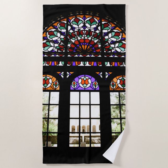 Colourful Stained Glass Beach Towel (Front)