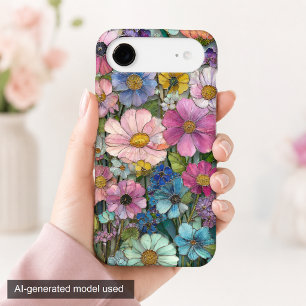 Colourful Stained Glass Botanical Wildflower Art