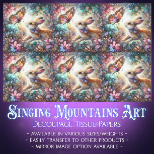 Colourful Stained Glass Bunny Butterfly Decoupage  Tissue Paper