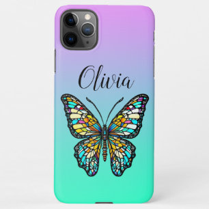 Colourful Stained Glass Butterfly Personalised iPhone 11Pro Max Case