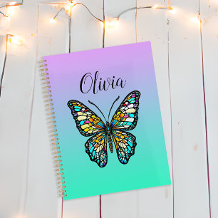 Colourful Stained Glass Butterfly Personalised Planner