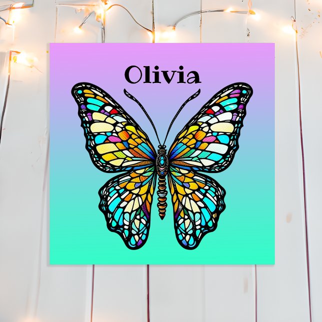 Colourful Stained Glass Butterfly Personalised Poster (Creator Uploaded)