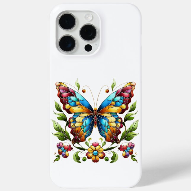 Colourful stained glass butterfly with flowers Case-Mate iPhone case (Back)