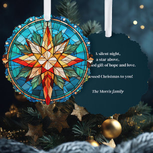 Colourful Stained Glass Christmas Star Tree Decoration Card