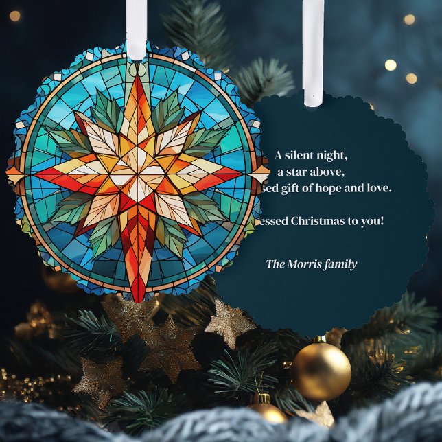 Colourful Stained Glass Christmas Star Tree Decoration Card (Creator Uploaded)
