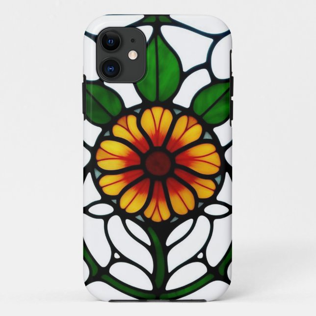 Colourful Stained Glass Depicting Flower Case-Mate iPhone Case (Back)