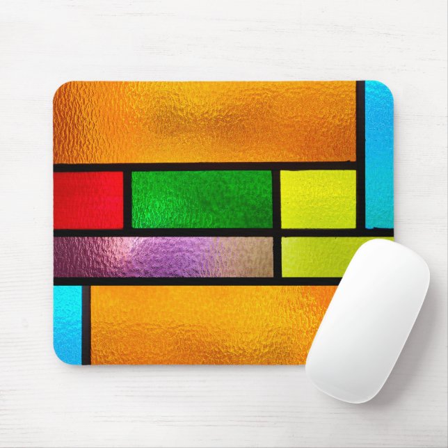 Colourful Stained Glass Design Mouse Pad (With Mouse)