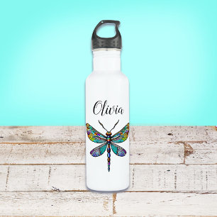 Colourful Stained Glass Dragonfly Wings 710 Ml Water Bottle