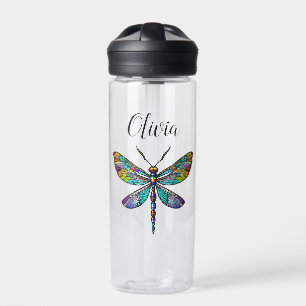 Colourful Stained Glass Dragonfly Wings Water Bottle