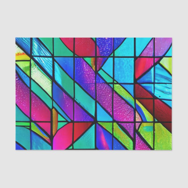 Colourful Stained Glass Effect Decoupage Tissue Paper (Front)