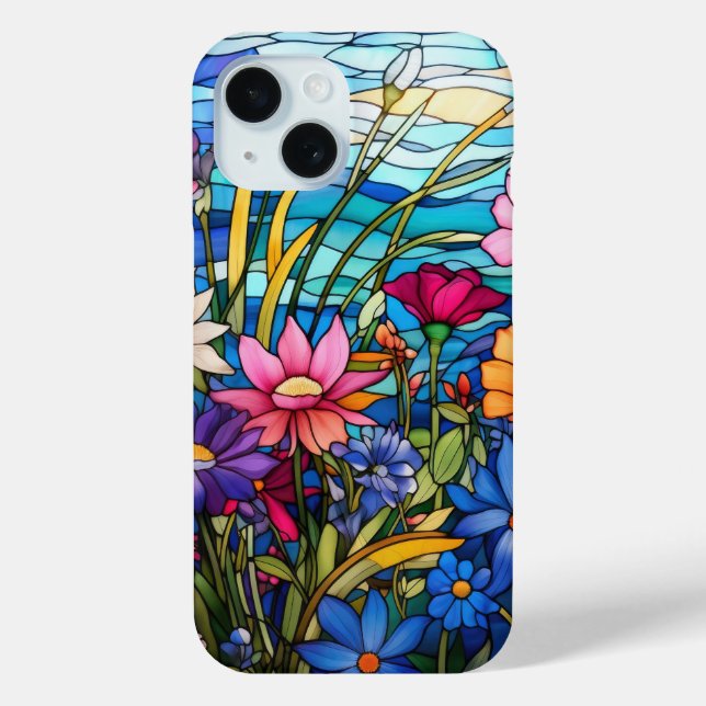 Colourful Stained Glass Floral Art for Nature Love Case-Mate iPhone Case (Back)