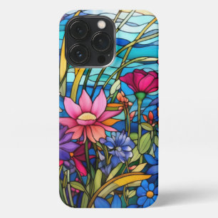 Colourful Stained Glass Floral Botanical Art iPhone 13 Pro Case
