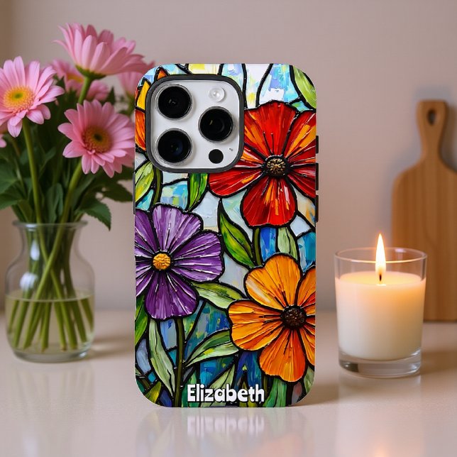 Colourful Stained Glass Flower Arrangement Case-Mate iPhone Case (Creator Uploaded)