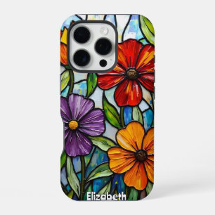 Colourful Stained Glass Flower Arrangement iPhone 16 Pro Case