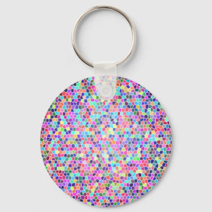 Colourful stained glass key ring