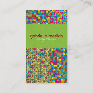 Colourful Stained Glass Look Geometric Pattern Business Card