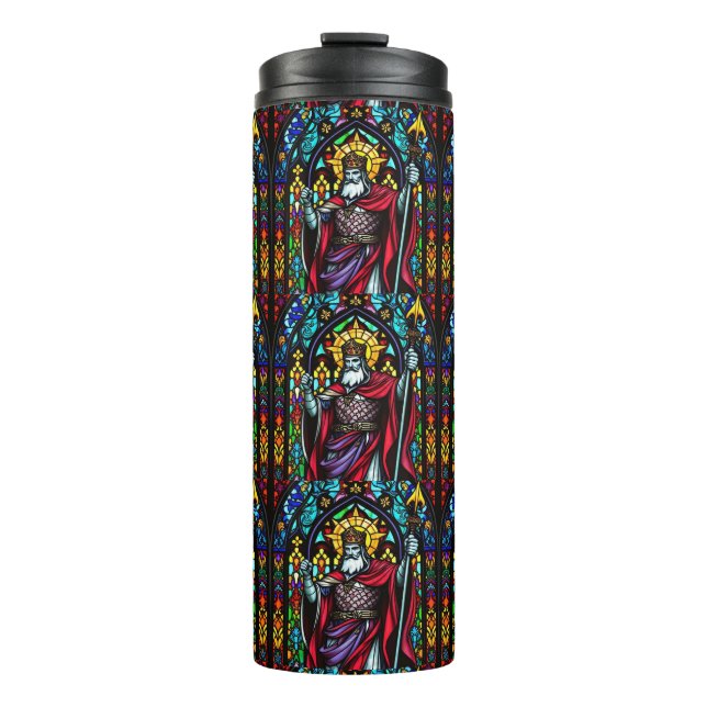 Colourful Stained Glass Mediaeval King Thermal Tumbler (Front)