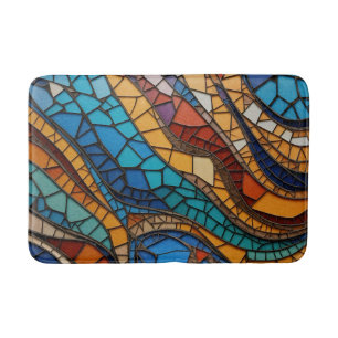 Colourful Stained Glass Mosaic Abstraction Bath Mat