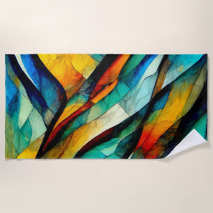 Colourful Stained Glass Mosaic Abstraction Beach Towel