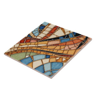 Colourful Stained Glass Mosaic Abstraction Ceramic Tile