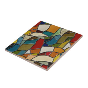 Colourful Stained Glass Mosaic Abstraction Ceramic Tile