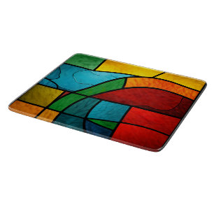 Colourful Stained Glass Mosaic Abstraction Cutting Board